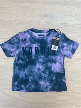 NOBULL Kids Short-Sleeve Tie-Dye Tee in Purple and Navy Size XS Unisex NWT